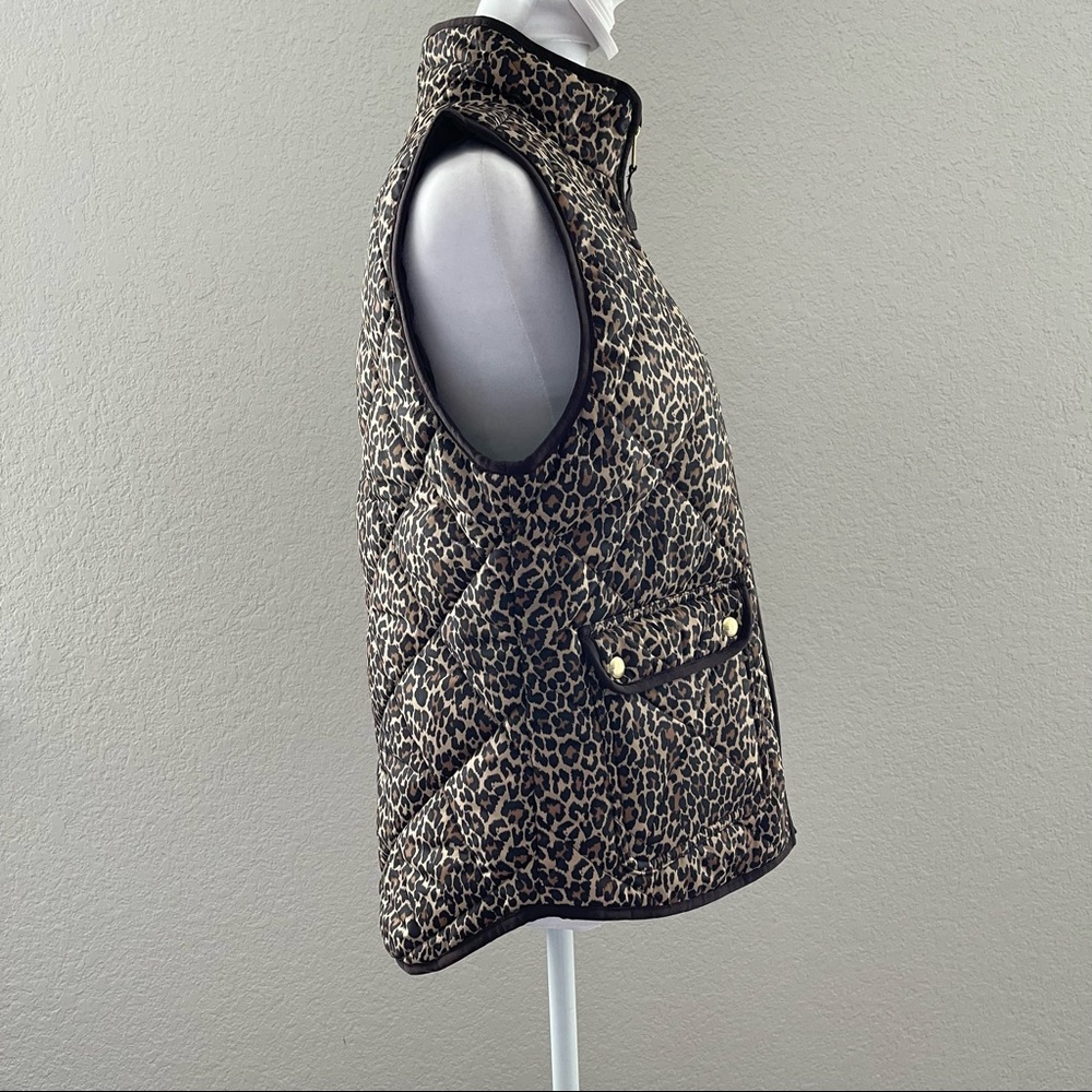 J Crew Women Leopard Animal Print Quilted Puffer Vest Jacket Small NEW AG538 - Picture 6 of 9